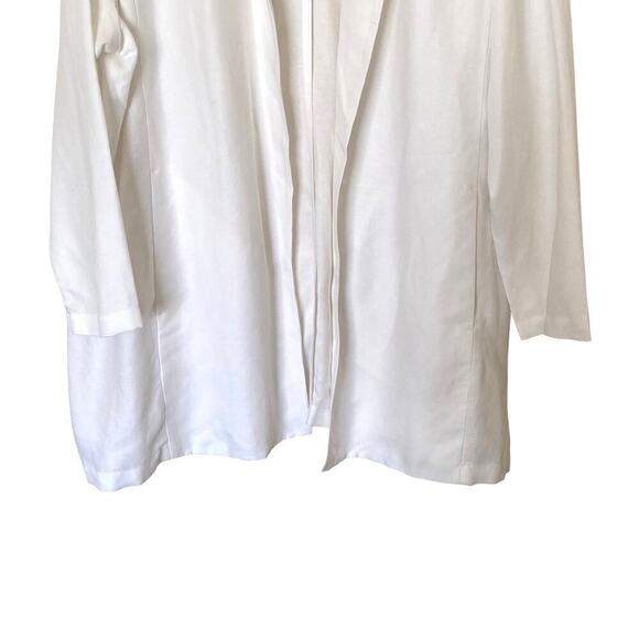 EILEEN FISHER Lyocell Linen Notch Collar Open-Front Blazer in White, Size 3X - Picture 8 of 12